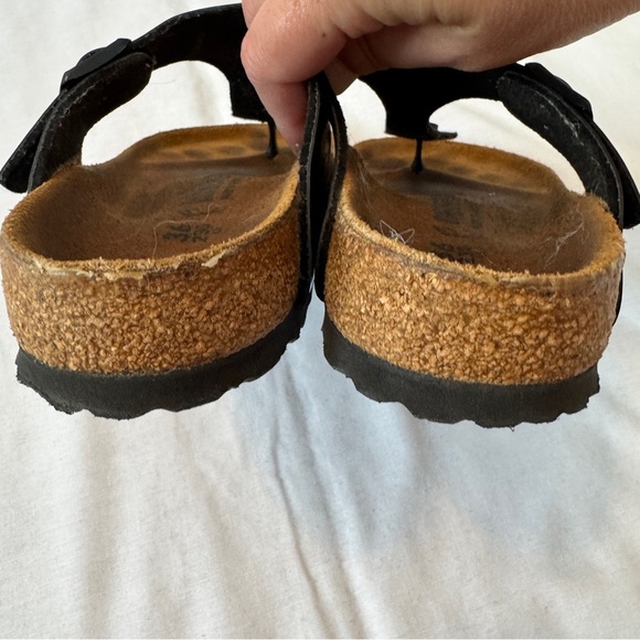 Birkenstock 5 Gizeh Birko Flor Black Patent Leather Thong Sandals Slides - Picture 7 of 9